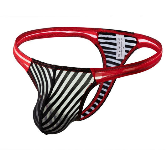 Men’s Sheer Color-Block Thong - Black - divasdenau
