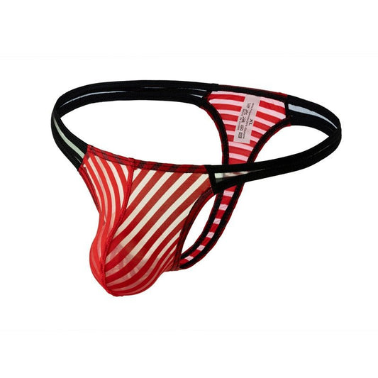 Men’s Sheer Color-Block Thong - Red - divasdenau