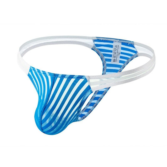 Men’s Sheer Color-Block Thong - Blue - divasdenau