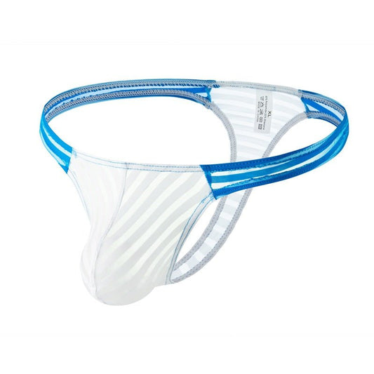 Men’s Sheer Color-Block Thong - White - divasdenau