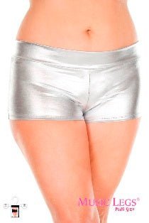 Music Legs - Metallic Banded Waist Booty Shorts - Plus Size - divasdenau