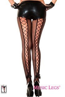 Music Legs - Pantyhose Fishnet Corset Back - divasdenau