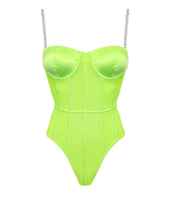 Load image into Gallery viewer, Love in Leather - Teddy with Silver Chain Straps - Green