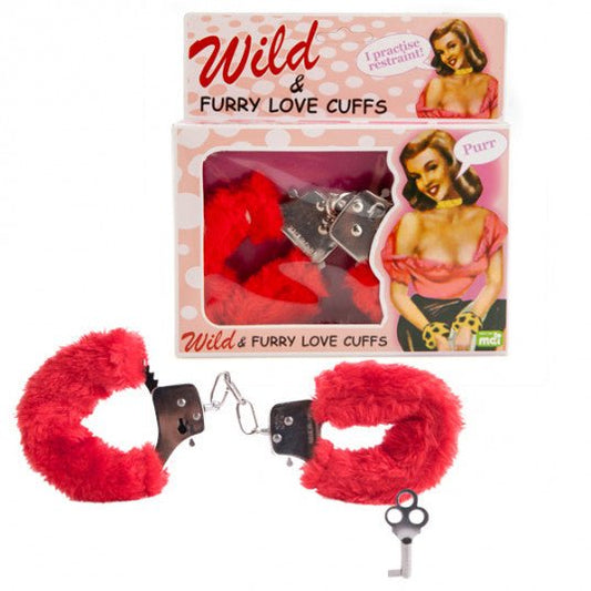 Red Furry Love Cuffs - divasdenau