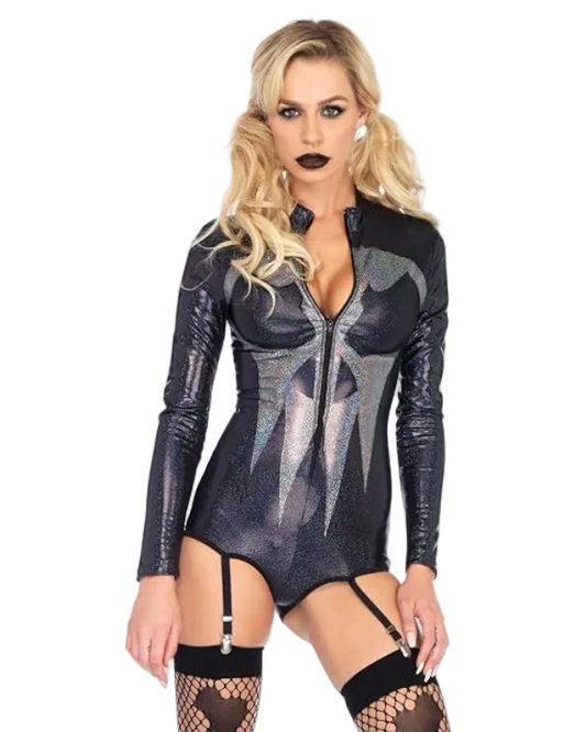 Leg Ave - Shimmer Skull Iridescent Garter Bodysuit