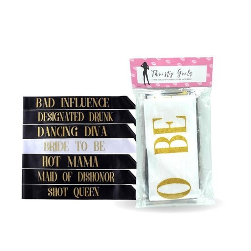 Thirsty Girls - Hens Night Satin Sash Set - 7pc - divasdenau