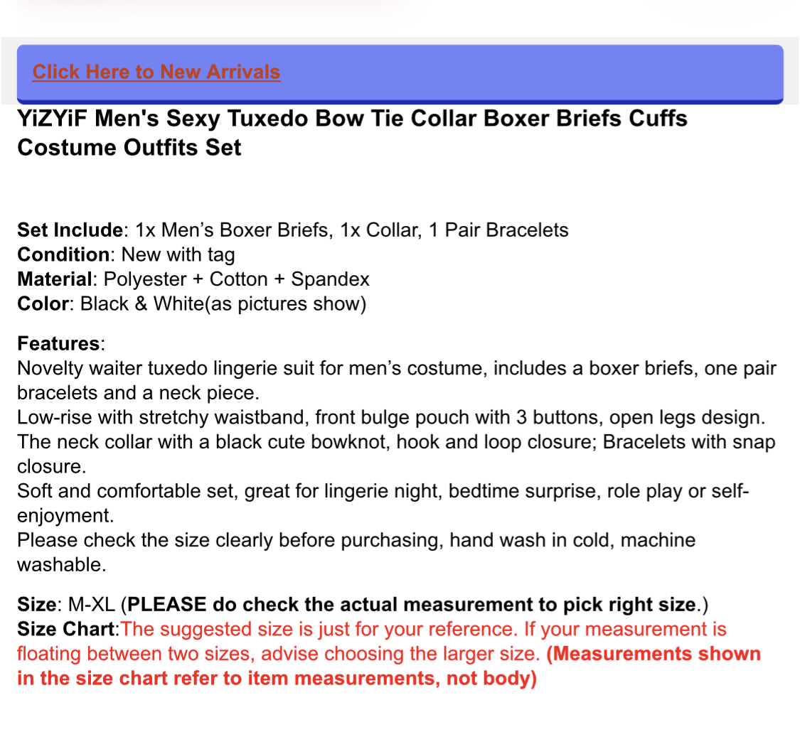 Men’s 4pc Tuxedo Collar/Cuffs & G-String - divasdenau
