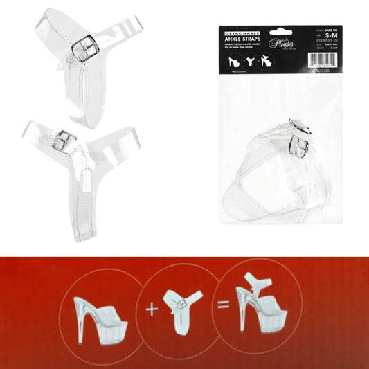 Pleaser - Clear Ankle Straps - S/M - divasdenau