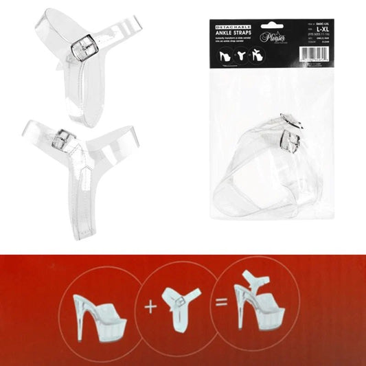 Pleaser - Clear Ankle Straps - L/XL - divasdenau