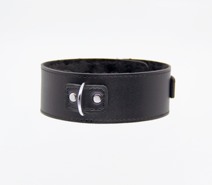 Love in Leather - Faux Leather Collar & Lead with Fur Lining - Black
