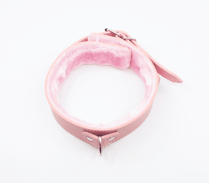 Berlin Baby - Faux Leather Collar & Lead with Fur Lining - Pink - divasdenau