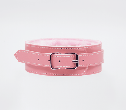 Berlin Baby - Faux Leather Collar & Lead with Fur Lining - Pink - divasdenau
