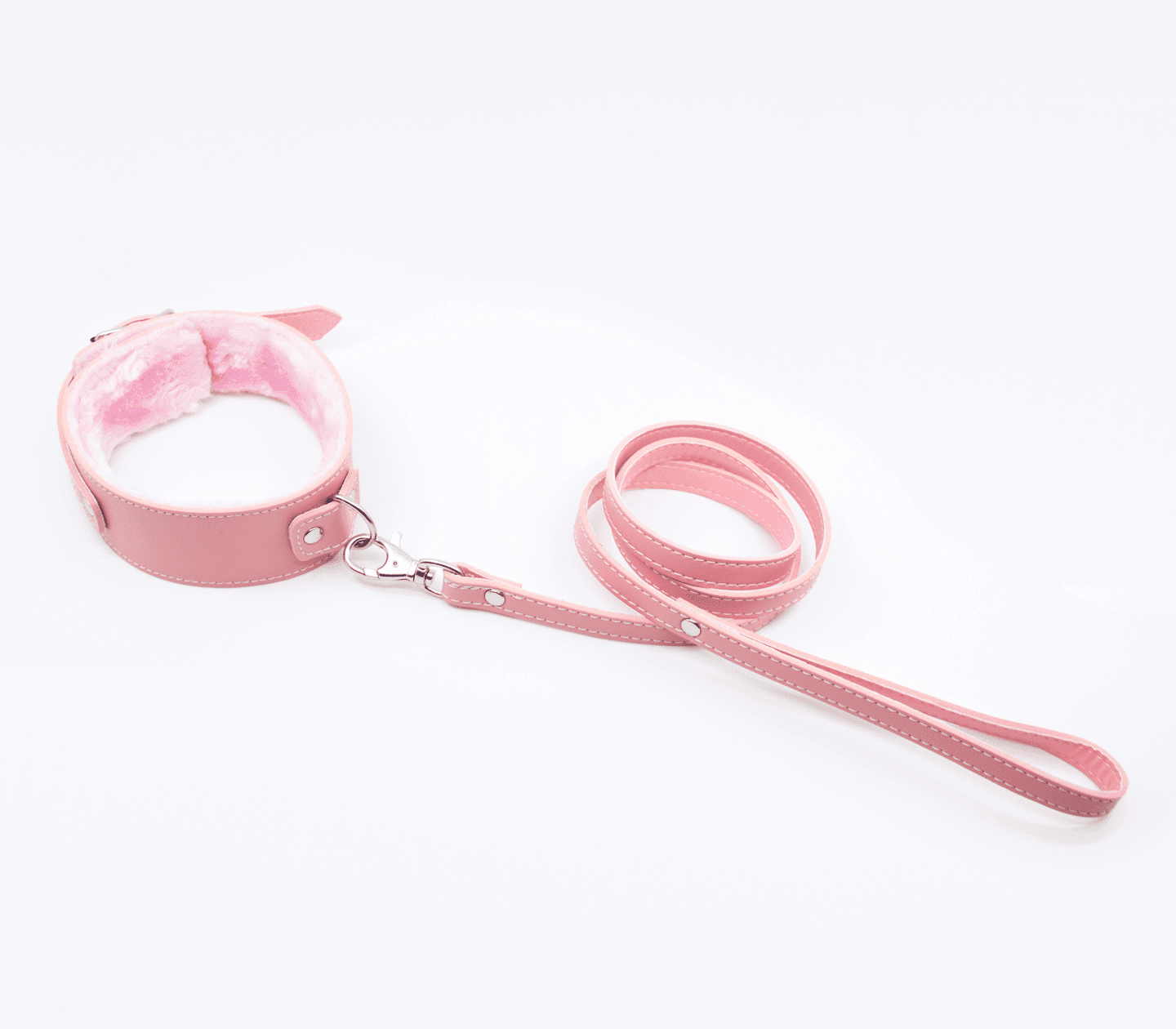 Berlin Baby - Faux Leather Collar & Lead with Fur Lining - Pink - divasdenau