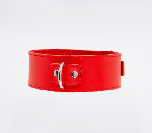 Berlin Baby - Faux Leather Collar & Lead with Fur Lining - Red - divasdenau