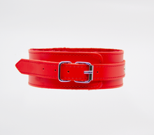 Load image into Gallery viewer, Berlin Baby - Faux Leather Collar &amp; Lead with Fur Lining - Red