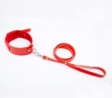 Load image into Gallery viewer, Love in Leather - Faux Leather Collar &amp; Lead with Fur Lining - Red