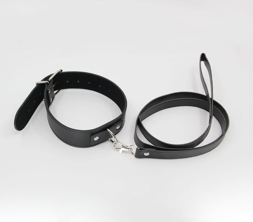 Berlin Baby - Unlined Faux Leather Collar & Lead - Black