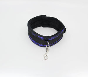Satin Collar & Lead With Lace Overlay - Purple