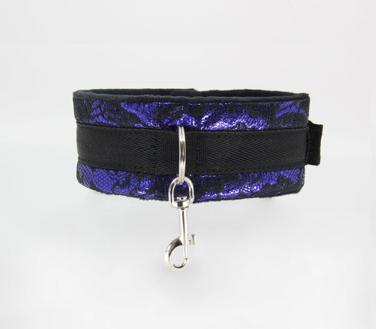 Berlin Baby - Satin Collar & Lead With Lace Overlay - Purple - divasdenau