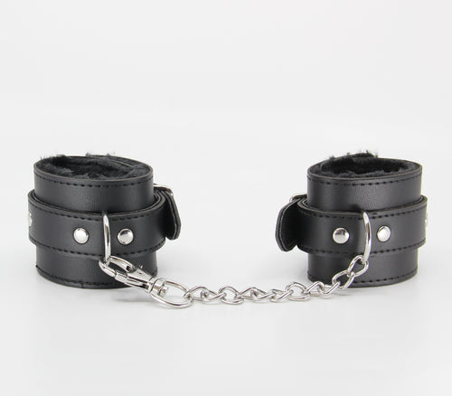 Berlin Baby - Faux Leather Cuffs with Fur Lining - Black