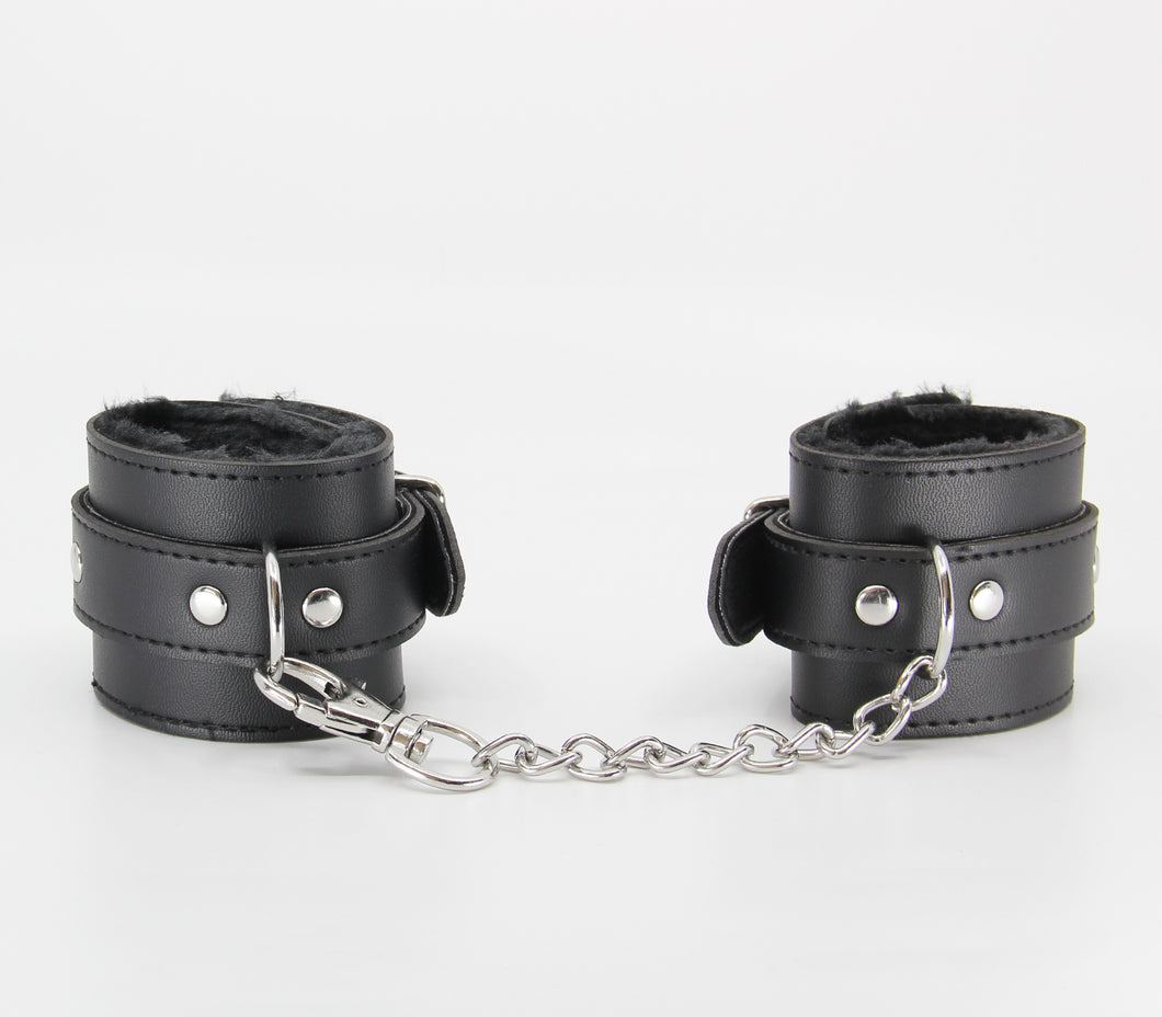 Berlin Baby - Faux Leather Cuffs with Fur Lining - Black