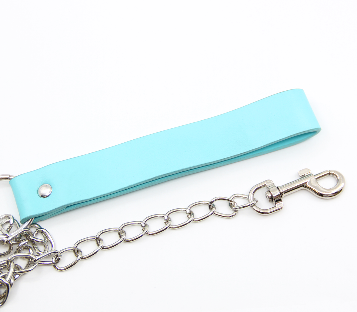 Chain Lead with Faux Leather Handle - Turquoise