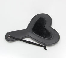 Load image into Gallery viewer, Berlin Baby - Vegan Leather Heart Paddle with Faux Fur Centre - Black - divasdenau