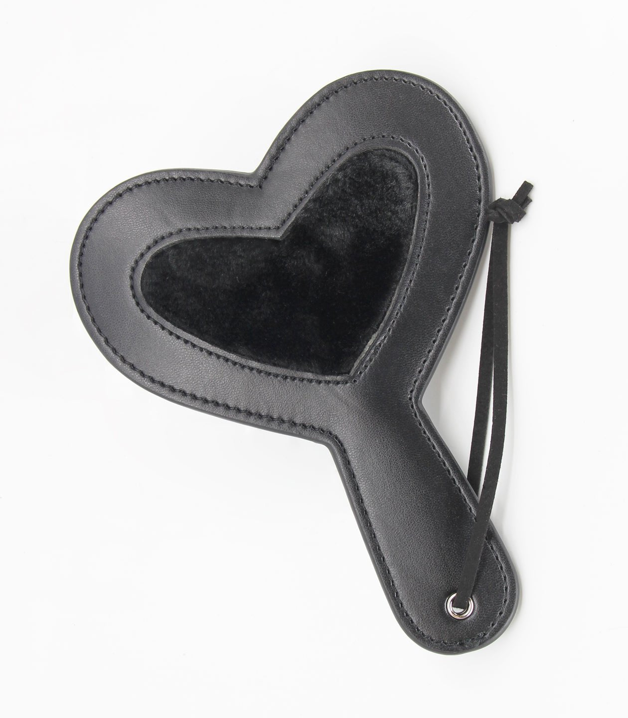 Berlin Baby - Vegan Leather Heart Paddle with Faux Fur Centre - Black - divasdenau