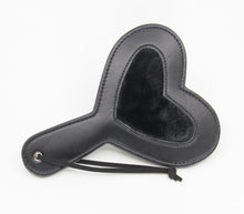 Load image into Gallery viewer, Berlin Baby - Vegan Leather Heart Paddle with Faux Fur Centre - Black - divasdenau