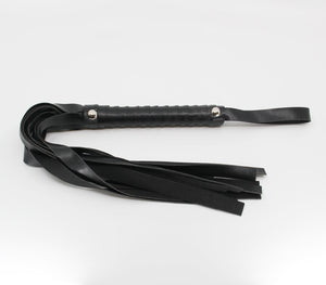 PU Leather Whip with Wrist Strap - Black