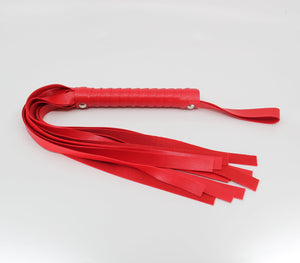 PU Leather Whip with Wrist Strap - Red