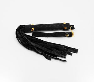 Mini Faux Suede Whip with Detachable Wrist Strap - Black