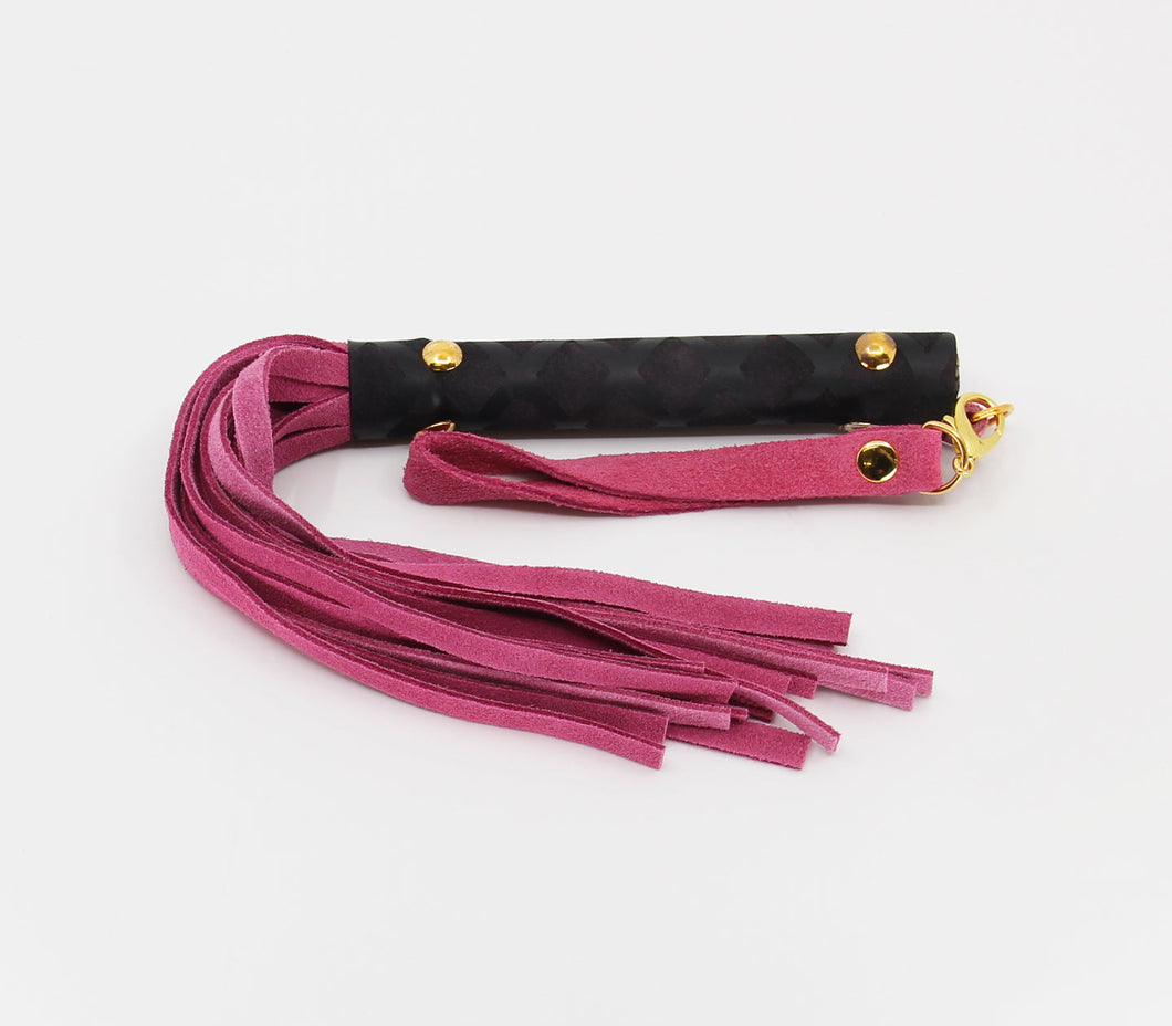 Mini Faux Suede Whip with Detachable Wrist Strap - Pink