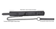 Load image into Gallery viewer, Sponge Leather Collar &amp; Leash - Black &amp; Black Hardware