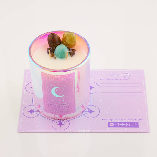Wick’ety Wack - Manifestation Crystal Candle Collection: Worthy - Pink Sugar - divasdenau
