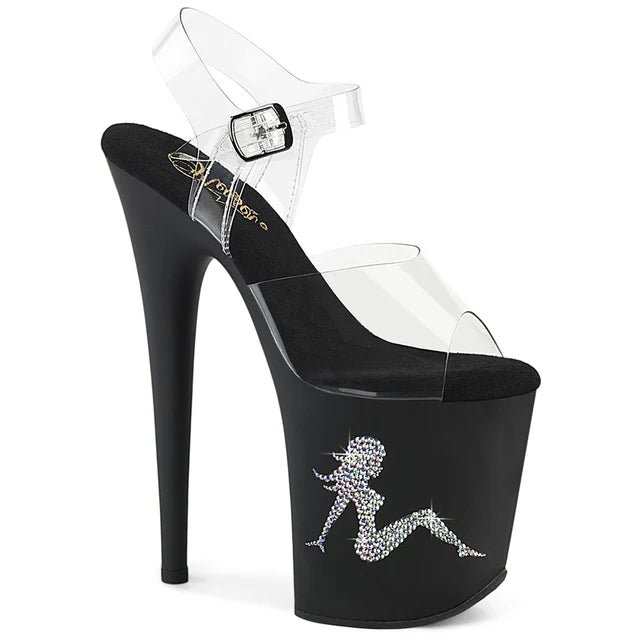 Pleaser - Flamingo Platform Sandal - White Lady Diamond - divasdenau