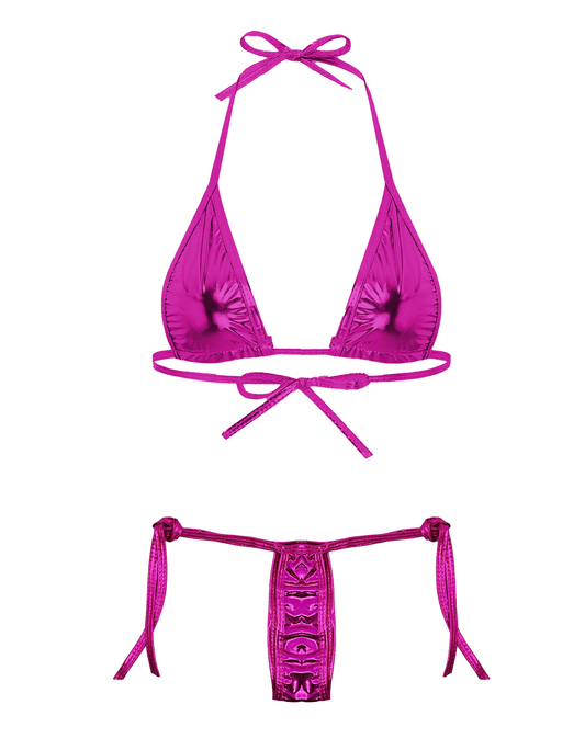 Metallic Micro Bikini - Pink - divasdenau