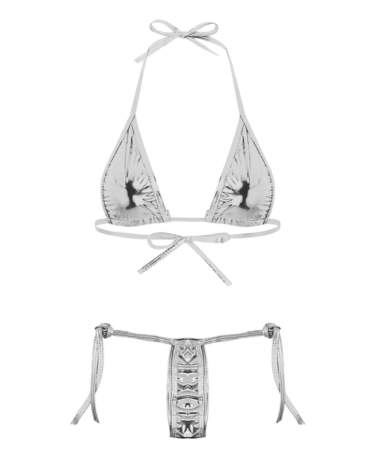 Metallic Micro Bikini - Silver - divasdenau