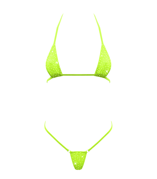 Rhinestone Micro Bikini - Fluro Green - divasdenau