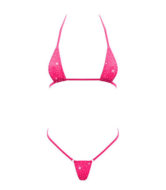 Rhinestone Micro Bikini - Fluro Pink - divasdenau
