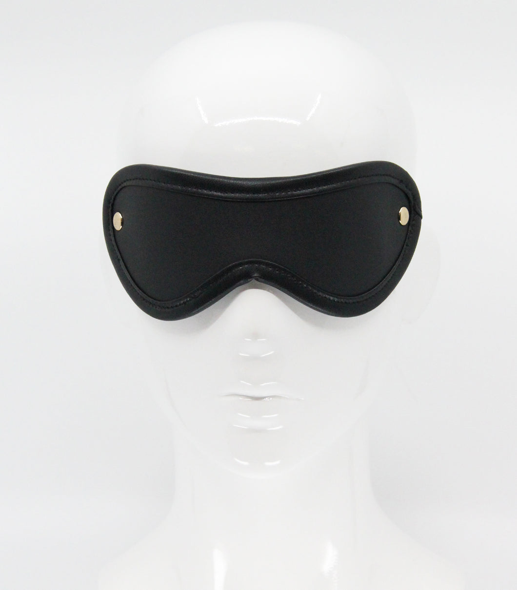 Love in Leather - Leather Blindfold With Coloured Hardware - Gold