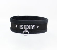 Load image into Gallery viewer, Love in Leather - Diamanté Embellished Soft Collar - 'Sexy' - Black