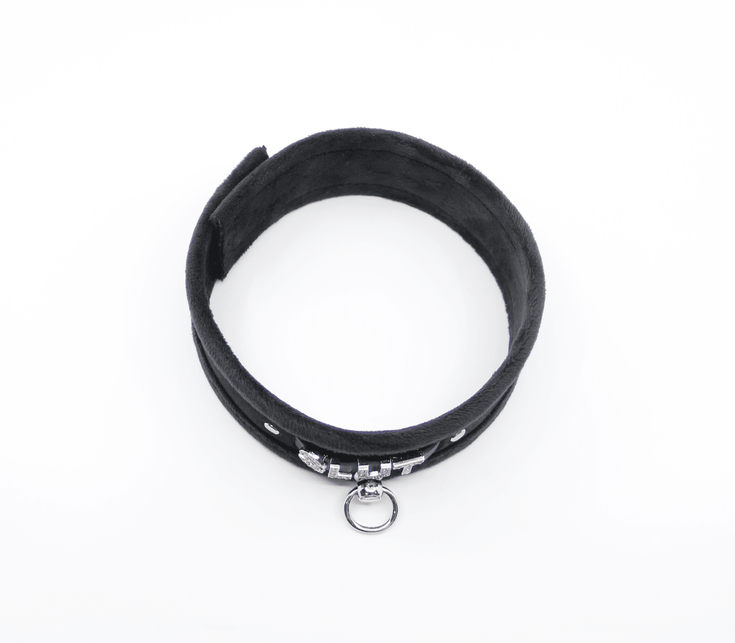 Diamanté Embellished Soft Collar - 'Slut' - Black - divasdenau