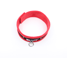 Load image into Gallery viewer, Love in Leather - Diamanté Embellished Soft Collar - &#39;Slut&#39; - Red