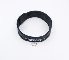 Load image into Gallery viewer, Love in Leather - Diamanté Embellished Soft Collar - &#39;Bitch&#39; - Black