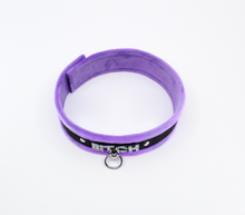 Load image into Gallery viewer, Love in Leather - Diamanté Embellished Soft Collar - &#39;Bitch&#39; - Purple