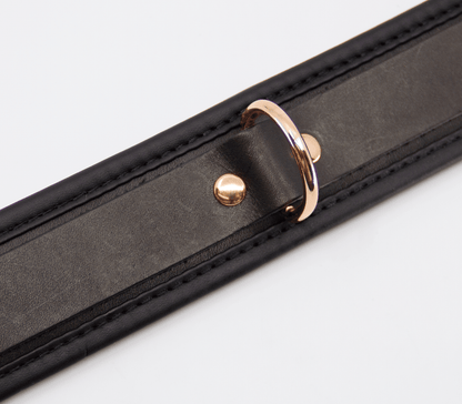 Padded Leather Collar - Rose Gold Hardware - divasdenau