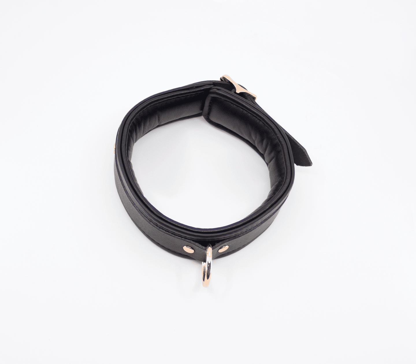 Padded Leather Collar - Rose Gold Hardware - divasdenau