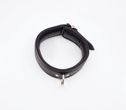 Padded Leather Collar - Rose Gold Hardware - divasdenau