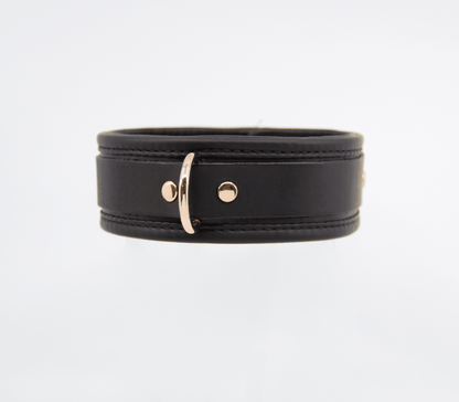 Padded Leather Collar - Gold Hardware - divasdenau